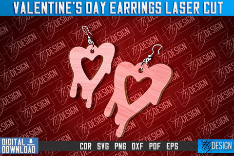 Valentine's Day Earrings Laser Cut | Accessories Laser Cut Design | CNC Files SVG Fly Design 