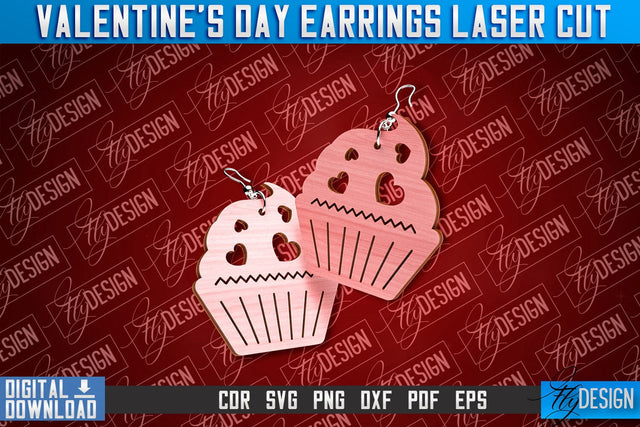 Valentine's Day Earrings Laser Cut | Accessories Laser Cut Design | CNC Files SVG Fly Design 