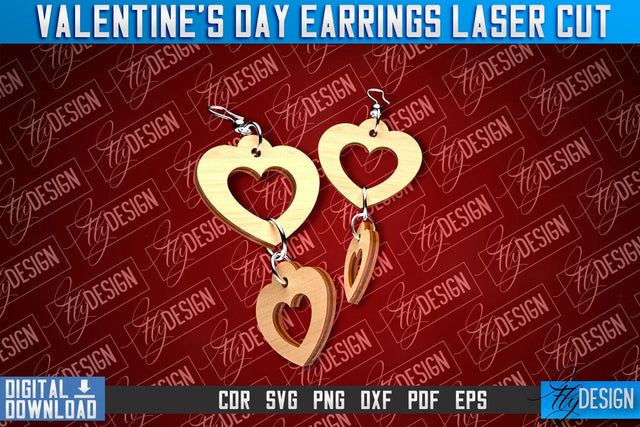 Valentine's Day Earrings Laser Cut | Accessories Laser Cut Design | CNC Files SVG Fly Design 