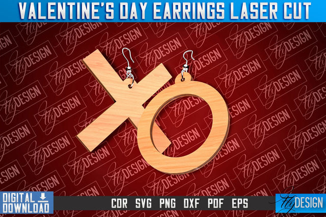 Valentine's Day Earrings Laser Cut | Accessories Laser Cut Design | CNC Files SVG Fly Design 