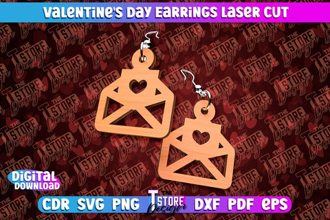 Valentine's Day Earrings Laser Cut Bundle | Accessories | Romantic Gift Idea | CNC Files SVG The T Store Design 