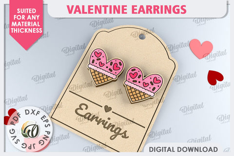 Valentine's Day Earrings Laser Cut Bundle. Valentine Jewelry SVG Evgenyia Guschina 