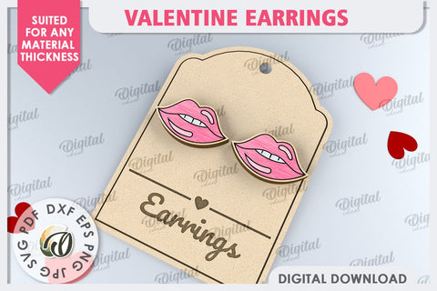 Valentine's Day Earrings Laser Cut Bundle. Valentine Jewelry SVG Evgenyia Guschina 