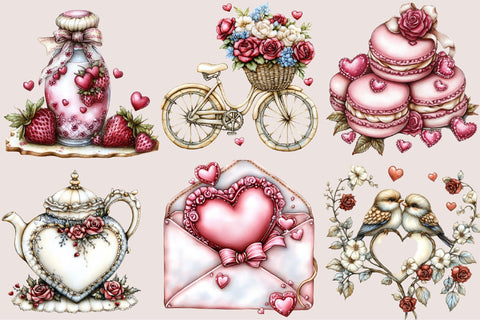 Valentines Day Elements Romantic Clipart Sublimation SVGArt 