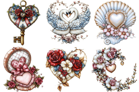 Valentines Day Elements Romantic Clipart Sublimation SVGArt 