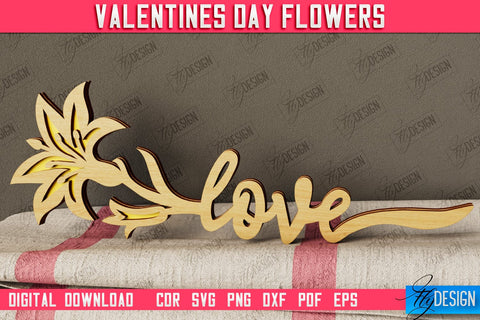 Valentine's Day Flowers Bundle | Romantic Gift | Girlfriend Gift Idea | CNC Files SVG Fly Design 