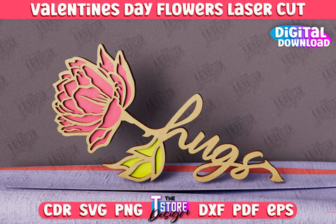 Valentine's Day Flowers Bundle | Romantic Gift | Girlfriend Gift Idea | CNC Files SVG The T Store Design 