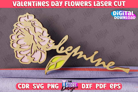 Valentine's Day Flowers Bundle | Romantic Gift | Girlfriend Gift Idea | CNC Files SVG The T Store Design 