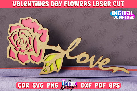Valentine's Day Flowers Bundle | Romantic Gift | Girlfriend Gift Idea | CNC Files SVG The T Store Design 
