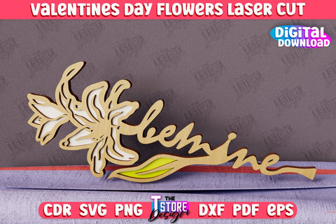 Valentine's Day Flowers Bundle | Romantic Gift | Girlfriend Gift Idea | CNC Files SVG The T Store Design 