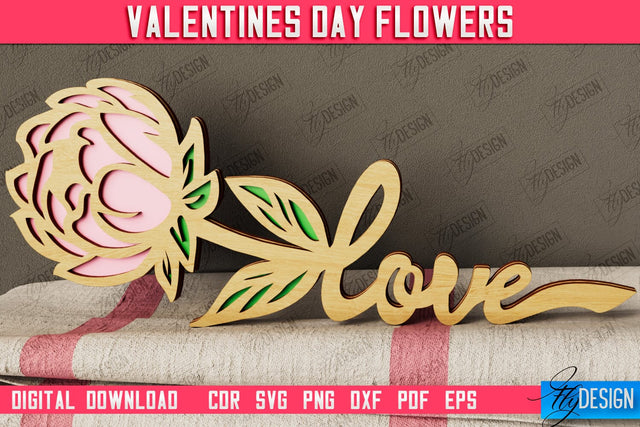 Valentine's Day Flowers | Romantic Gift | Girlfriend Gift Idea | CNC File SVG Fly Design 