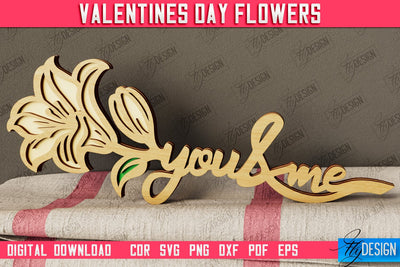 Valentine's Day Flowers | Romantic Gift | Girlfriend Gift Idea | CNC File SVG Fly Design 