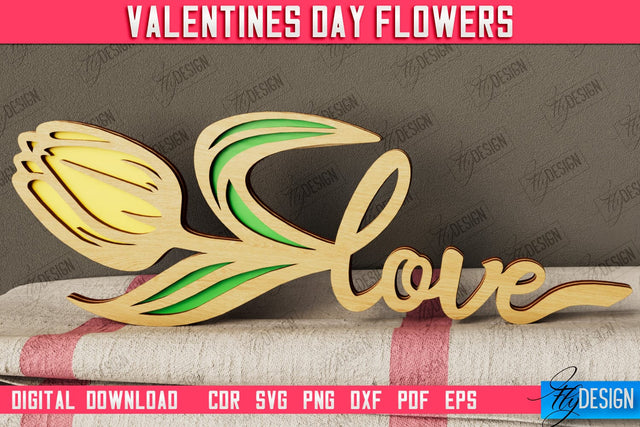 Valentine's Day Flowers | Romantic Gift | Girlfriend Gift Idea | CNC File SVG Fly Design 