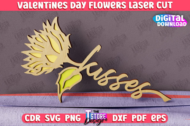 Valentine's Day Flowers | Romantic Gift | Girlfriend Gift Idea | CNC File SVG The T Store Design 