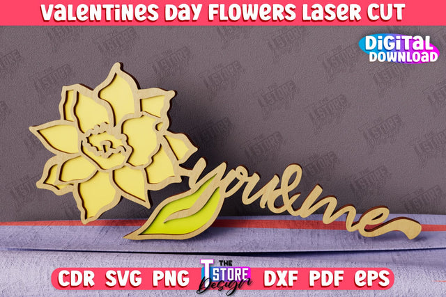Valentine's Day Flowers | Romantic Gift | Girlfriend Gift Idea | CNC File SVG The T Store Design 
