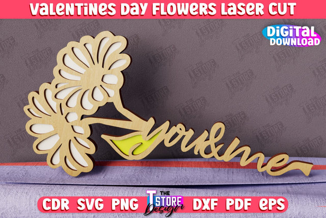 Valentine's Day Flowers | Romantic Gift | Girlfriend Gift Idea | CNC File SVG The T Store Design 