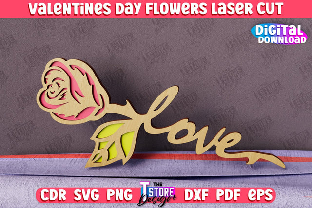 Valentine's Day Flowers | Romantic Gift | Girlfriend Gift Idea | CNC File SVG The T Store Design 