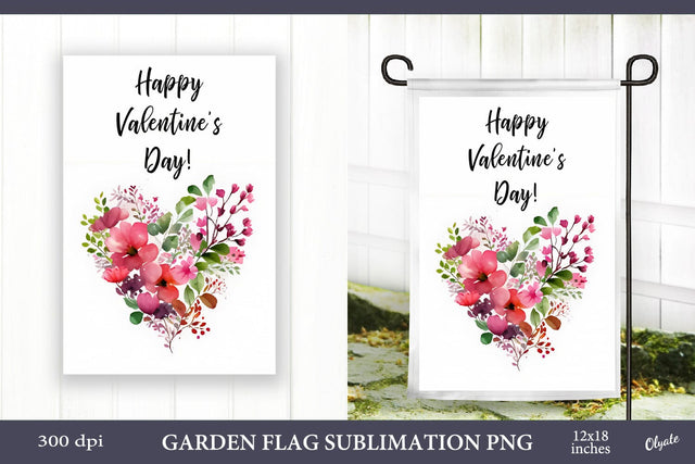 Valentines Day Garden Flag PNG. Heart Printable Design PNG Sublimation Olga Terlyanskaya 