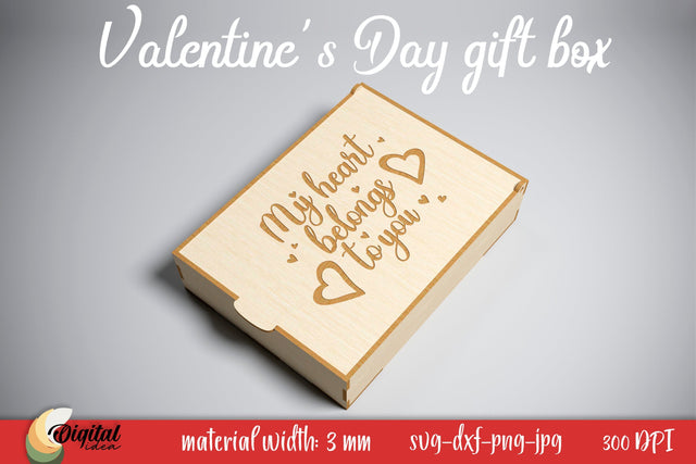 Valentine's Day Gift Box. 3D Laser Cut Design SVG Evgenyia Guschina 