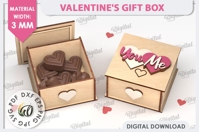 Valentine's Day Gift Box Laser Cut. Valentine Candy Box SVG SVG Evgenyia Guschina 
