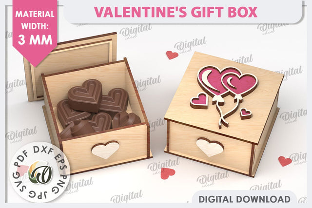 Valentine's Day Gift Box Laser Cut. Valentine Candy Box SVG SVG Evgenyia Guschina 
