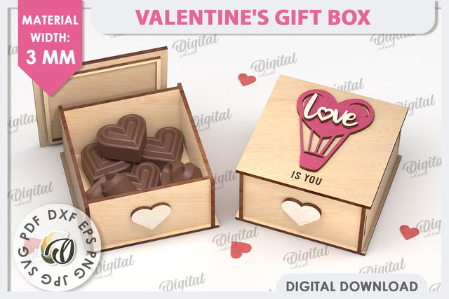 Valentine's Day Gift Box Laser Cut. Valentine Candy Box SVG SVG Evgenyia Guschina 