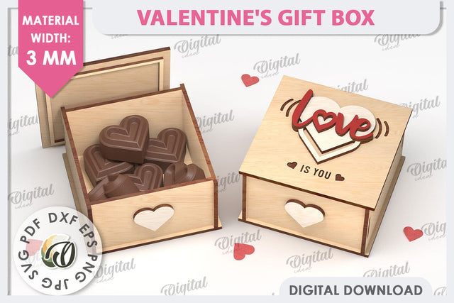 Valentine's Day Gift Box Laser Cut. Valentine Candy Box SVG SVG Evgenyia Guschina 