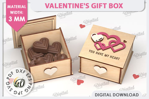 Valentine's Day Gift Box Laser Cut. Valentine Candy Box SVG SVG Evgenyia Guschina 