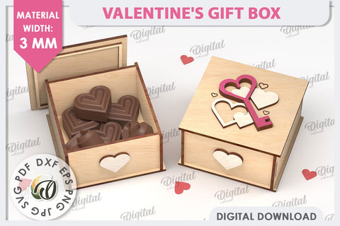 Valentine's Day Gift Box Laser Cut. Valentine Candy Box SVG SVG Evgenyia Guschina 