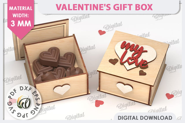 Valentine's Day Gift Box Laser Cut. Valentine Candy Box SVG SVG Evgenyia Guschina 
