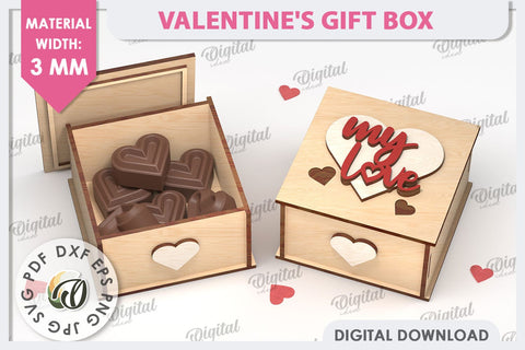 Valentine's Day Gift Box Laser Cut. Valentine Candy Box SVG SVG Evgenyia Guschina 