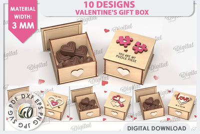 Valentine's Day Gift Boxes Laser Cut Bundle. Candy Boxes SVG SVG Evgenyia Guschina 