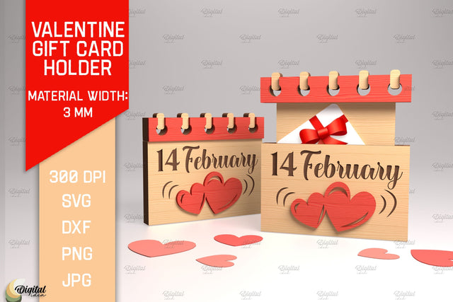 Valentine's Day Gift Card Holder. 3D Laser Cut. 14 February SVG SVG Evgenyia Guschina 