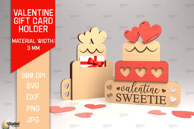 Valentine's Day Gift Card Holder. 3D Laser Cut. Cake SVG SVG Evgenyia Guschina 