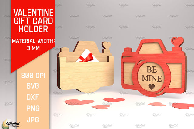 Valentine's Day Gift Card Holder. 3D Laser Cut. Camera SVG SVG Evgenyia Guschina 