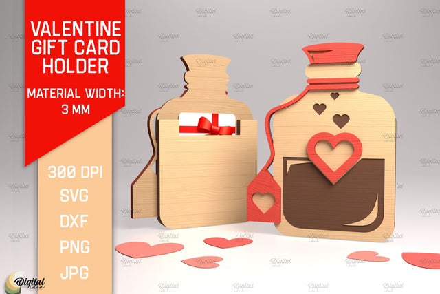 Valentine's Day Gift Card Holder. 3D Laser Cut. Love Potion SVG SVG Evgenyia Guschina 