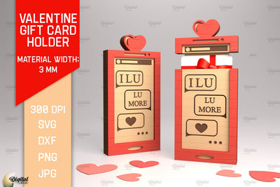 Valentine's Day Gift Card Holder. 3D Laser Cut. Love Quote SVG SVG Evgenyia Guschina 