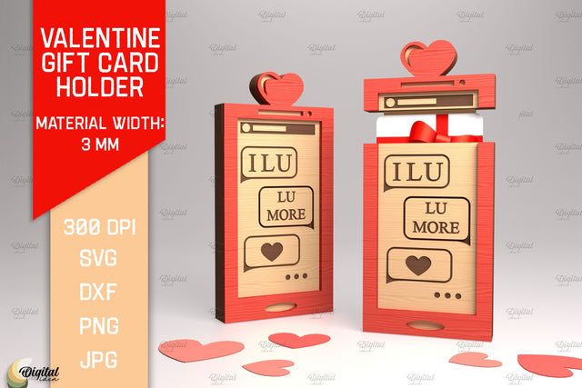 Valentine's Day Gift Card Holder. 3D Laser Cut. Love Quote SVG SVG Evgenyia Guschina 