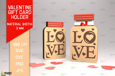 Valentine's Day Gift Card Holder. 3D Laser Cut. Love SVG SVG Evgenyia Guschina 