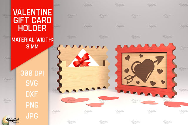 Valentine's Day Gift Card Holder. 3D Laser Cut SVG Evgenyia Guschina 