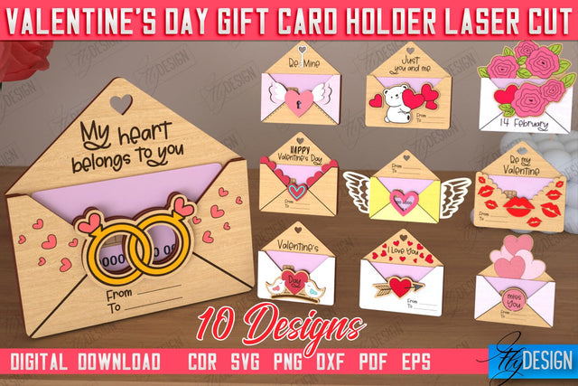 Valentine's Day Gift Card Holder Bundle | Gift Idea | Greeting Card | CNC Files SVG Fly Design 