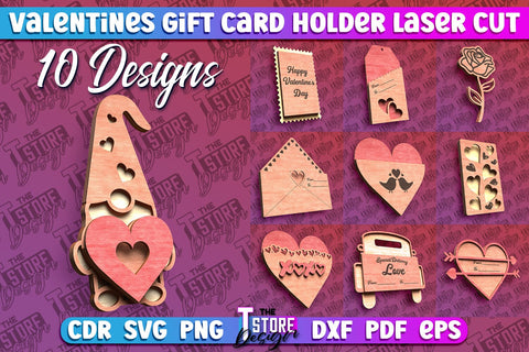 Valentine's Day Gift Card Holder Bundle | Gift Idea | Greeting Card | CNC Files SVG The T Store Design 