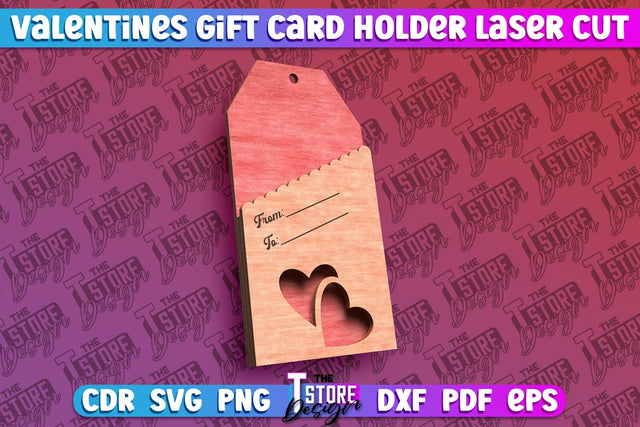 Valentine's Day Gift Card Holder | Gift Idea | Greeting Card | CNC File SVG The T Store Design 