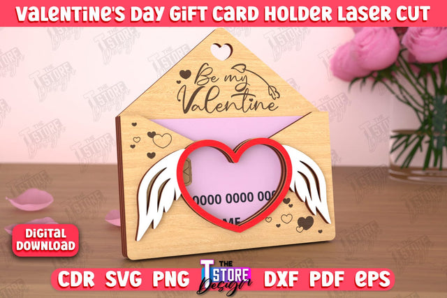 Valentine's Day Gift Card Holder | Gift Idea | Greeting Card | CNC File SVG The T Store Design 