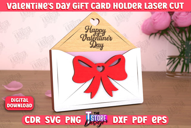 Valentine's Day Gift Card Holder | Gift Idea | Greeting Card | CNC File SVG The T Store Design 