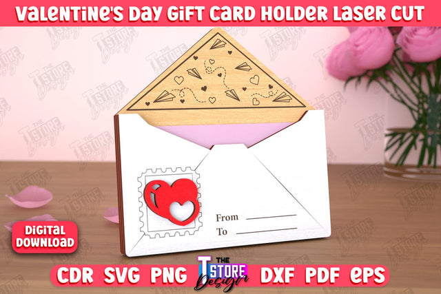 Valentine's Day Gift Card Holder | Gift Idea | Greeting Card | CNC File SVG The T Store Design 