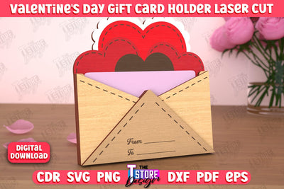 Valentine's Day Gift Card Holder | Gift Idea | Greeting Card | CNC File SVG The T Store Design 
