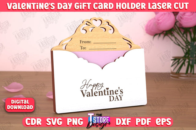 Valentine's Day Gift Card Holder | Gift Idea | Greeting Card | CNC File SVG The T Store Design 
