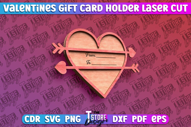 Valentine's Day Gift Card Holder | Gift Idea | Greeting Card | CNC File SVG The T Store Design 
