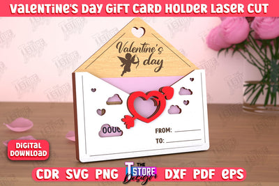 Valentine's Day Gift Card Holder | Gift Idea | Greeting Card | CNC File SVG The T Store Design 